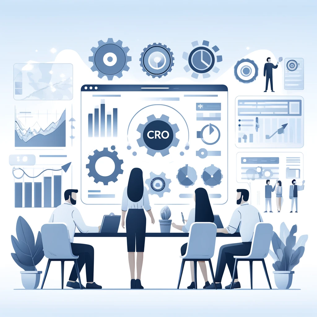 CRO marketing møde som illustration for et stort marketings firma